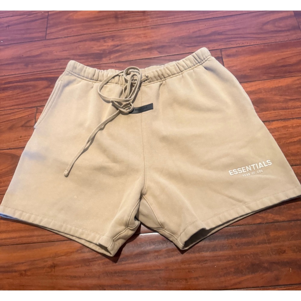 Fear of God Essentials Sweat Shorts Tan Khaki Fleece Mens Large
